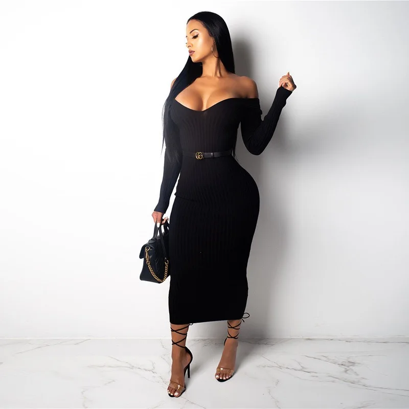 2020 New Women's Mid-length Solid Color Sweater Knit Sweater Women's Pullover V-neck Knitted Dress Long Sleeve Dress Women
2020 New Women's Mid-length Solid Color Sweater Knit Sweater Women's Pullover V-neck Knitted Dress Long Sleeve Dress Women
