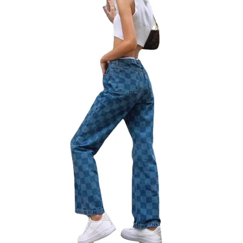 2021 Fall Women Streetwear Trousers Denim Pants Plaid Mid Waist Loose Casual Wide Leg Pants for Ladies
2021 Fall Women Streetwear Trousers Denim Pants Plaid Mid Waist Loose Casual Wide Leg Pants for Ladies