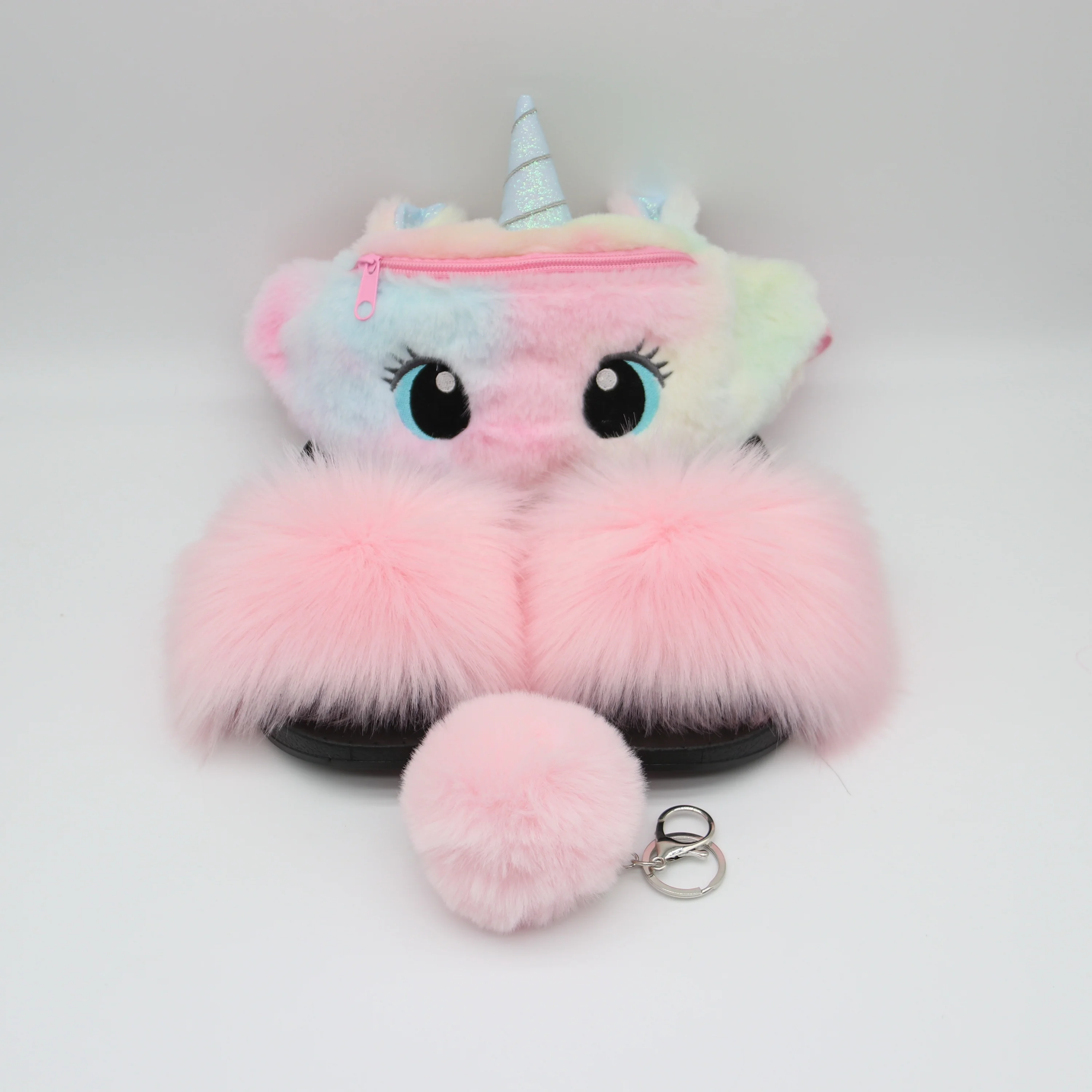 factory wholesale vendor new arrival plush unicorn shape fanny pack bag with faux fur slippers for kids girls
factory wholesale vendor new arrival plush unicorn shape fanny pack bag with faux fur slippers for kids girls