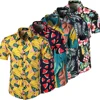 Fashion Hot Sale Men Hawaiian Flower-print Short Sleeve Summer Beach Style Shirts Holiday Casual Comfortable clothes