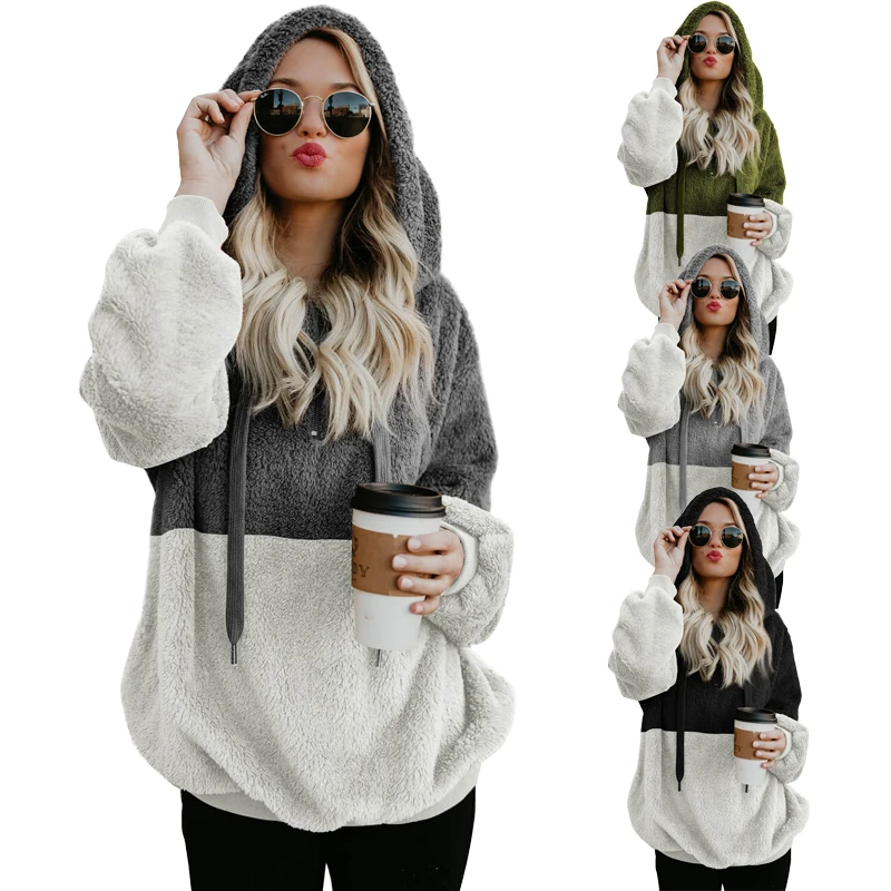 High Quality Fashion Winter Women designer Hoodies Color block Furry Pullover Women high quality cotton Hoodie
High Quality Fashion Winter Women designer Hoodies Color block Furry Pullover Women high quality cotton Hoodie