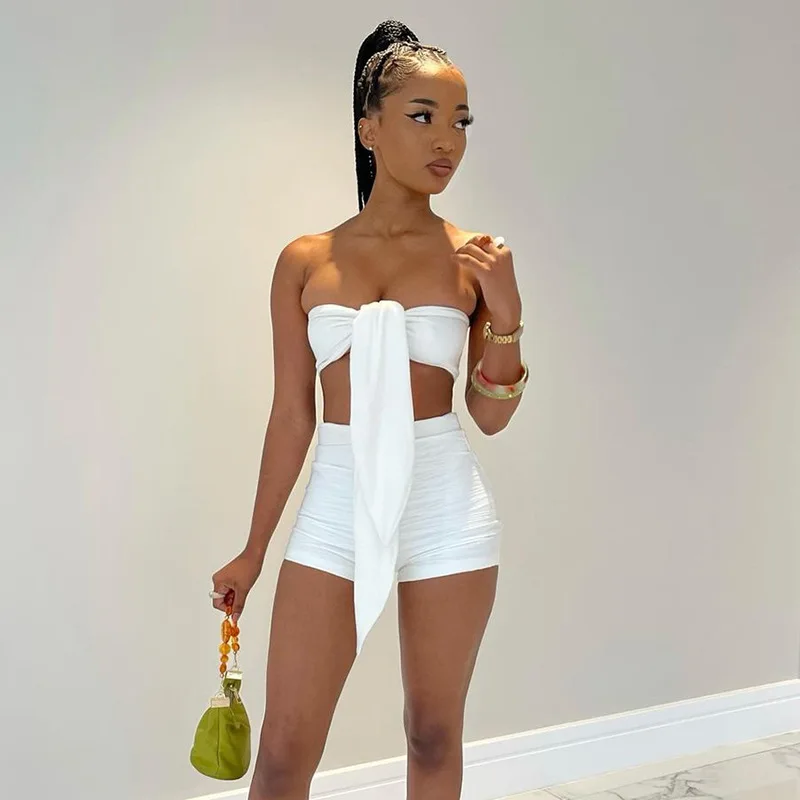 Fashion Women's Summer New Style Solid Color Sexy Wrapped Chest Sleeveless High Waist Pleated Shorts Suit, Picture shows
Fashion Women's Summer New Style Solid Color Sexy Wrapped Chest Sleeveless High Waist Pleated Shorts Suit, Picture shows