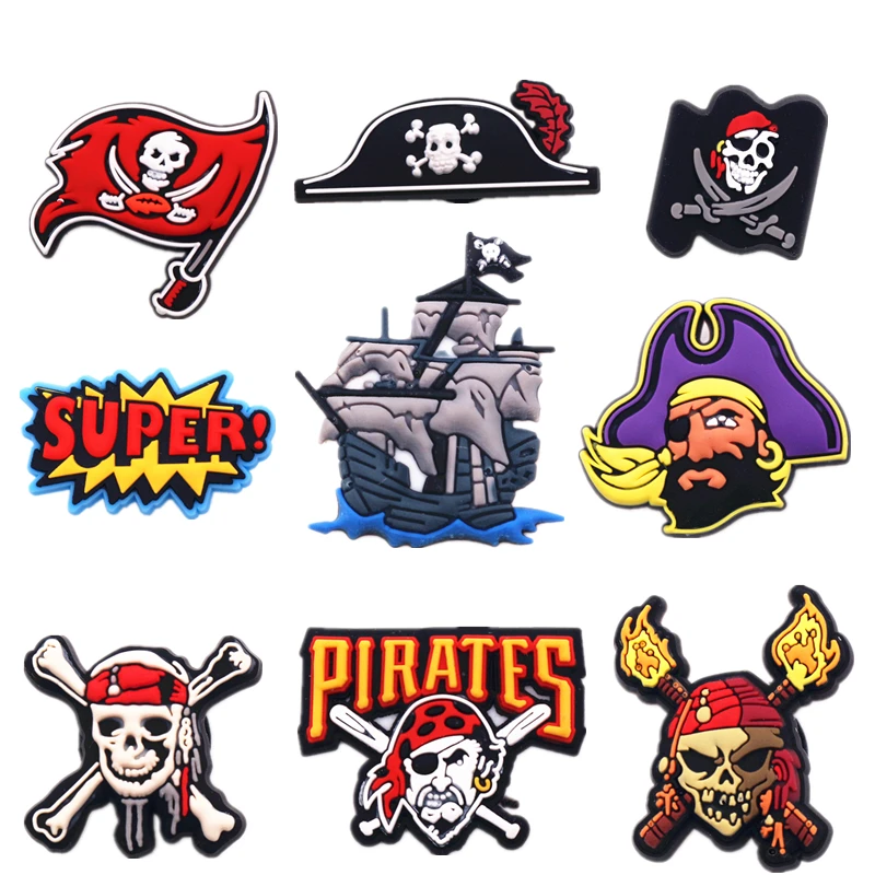 Wholesale Luxury 3D Skeleton Shoe Accessories Super Pirate Ship Banner Deaigner Shoes Clog Charms for NEW Kids Party Gifts, Customized
Wholesale Luxury 3D Skeleton Shoe Accessories Super Pirate Ship Banner Deaigner Shoes Clog Charms for NEW Kids Party Gifts, Customized