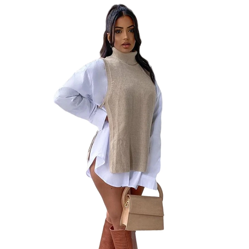 W21L05977 Autumn All-Match Solid Color Knitted Top With Side Lace Sleeveless High Neck Elegant Casual Loose Women Sweater Vest
W21L05977 Autumn All-Match Solid Color Knitted Top With Side Lace Sleeveless High Neck Elegant Casual Loose Women Sweater Vest