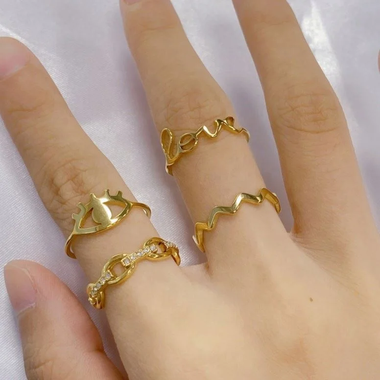 Sustainable Jewelry Ready To Ship Stainless Steel Ring Simple Women's Accessories 14k/18k Gold Minimalist Wave Ring For Girls, Gold,rose gold,black and silver
Sustainable Jewelry Ready To Ship Stainless Steel Ring Simple Women's Accessories 14k/18k Gold Minimalist Wave Ring For Girls, Gold,rose gold,black and silver