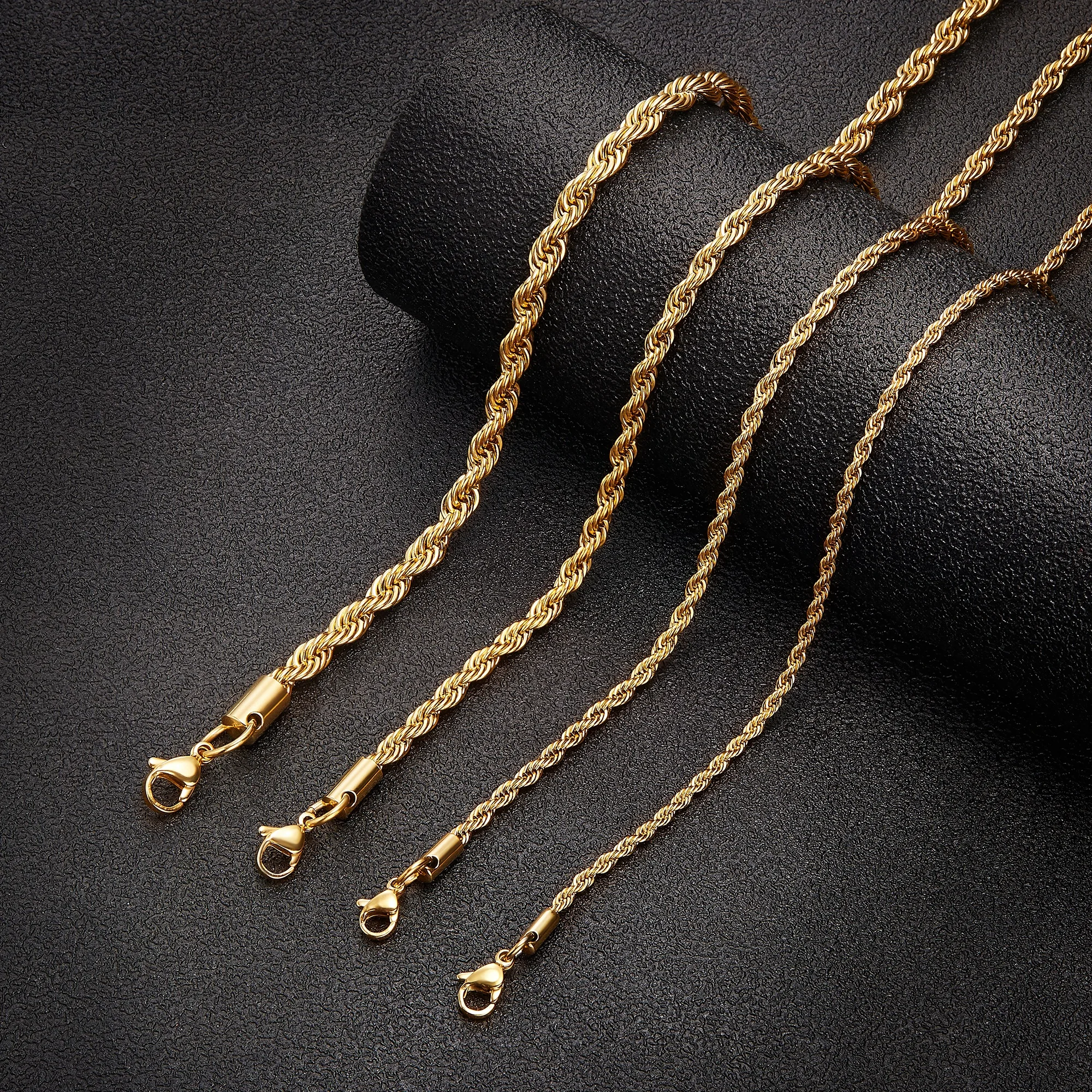 Custom 18k Real Gold Plated Rope Chain 2mm 3mm 5mm Stainless Steel Men Chain Necklace Women Chains Fashion Jewelry Necklaces
Custom 18k Real Gold Plated Rope Chain 2mm 3mm 5mm Stainless Steel Men Chain Necklace Women Chains Fashion Jewelry Necklaces