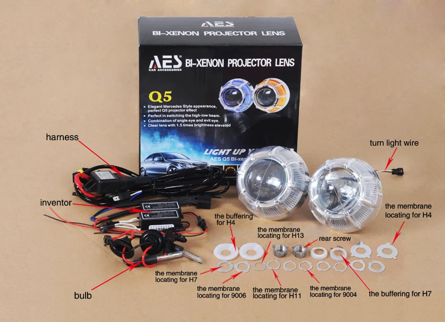 Aes Koito Q5 Bi Xenon Projector Lens Fit Any Cars Hid Projector Lens