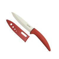 

4inch stock cheap price factory red pp and tpr handle sharp blade with sheath safety kitchen paring ceramic knife