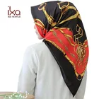 Ebay Amazon Hot Sale Chain Pattern Women Silky Satin Square Muslim Hijab Turkish