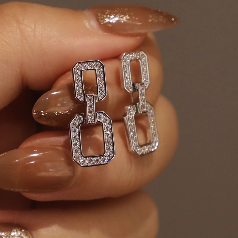 CAOSHI Jewelry Latest Korean Square Pendant Earrings Sterling Silver Plated Brass Girls Zircon Earrings Women 2021
CAOSHI Jewelry Latest Korean Square Pendant Earrings Sterling Silver Plated Brass Girls Zircon Earrings Women 2021