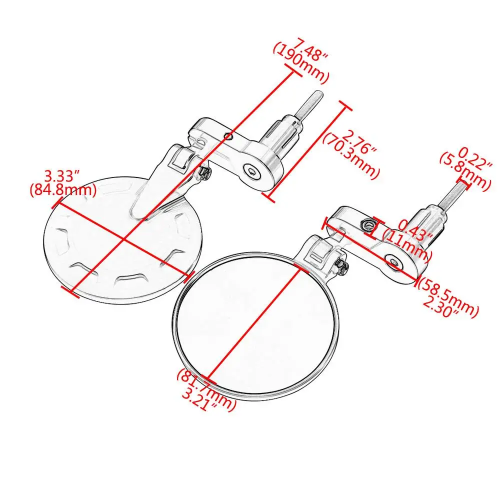 2Pcs Universal Motorcycle Mirror Aluminum Black 22mm Handle Bar End Rearview Side Mirrors Motor Accessories