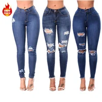 

BH08 fashion clothing denim leggings trousers pants sexy mid rise fitted soft distressed ripped pantalones skinny jeans women