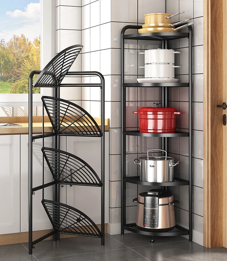 Free Installation 5 Tier Kitchen Triangle Shelving Corner Storage Shelf Folding Pot Rack, Black
Free Installation 5 Tier Kitchen Triangle Shelving Corner Storage Shelf Folding Pot Rack, Black
