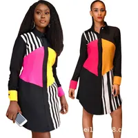 Women's turtleneck patchwork Colour Printed stripe Blouse Loose Casual Dress Street Style Button Tops blasua
Women's turtleneck patchwork Colour Printed stripe Blouse Loose Casual Dress Street Style Button Tops blasua