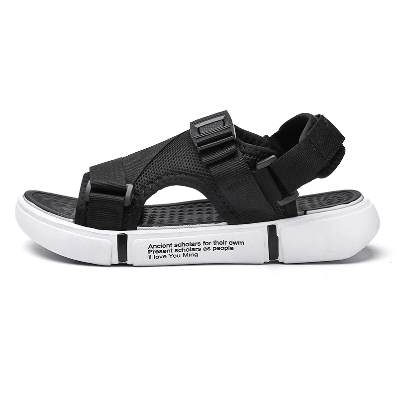 Custom logo summer ankle strap flat with open toe buckle plain sandals beach men two wear
Custom logo summer ankle strap flat with open toe buckle plain sandals beach men two wear