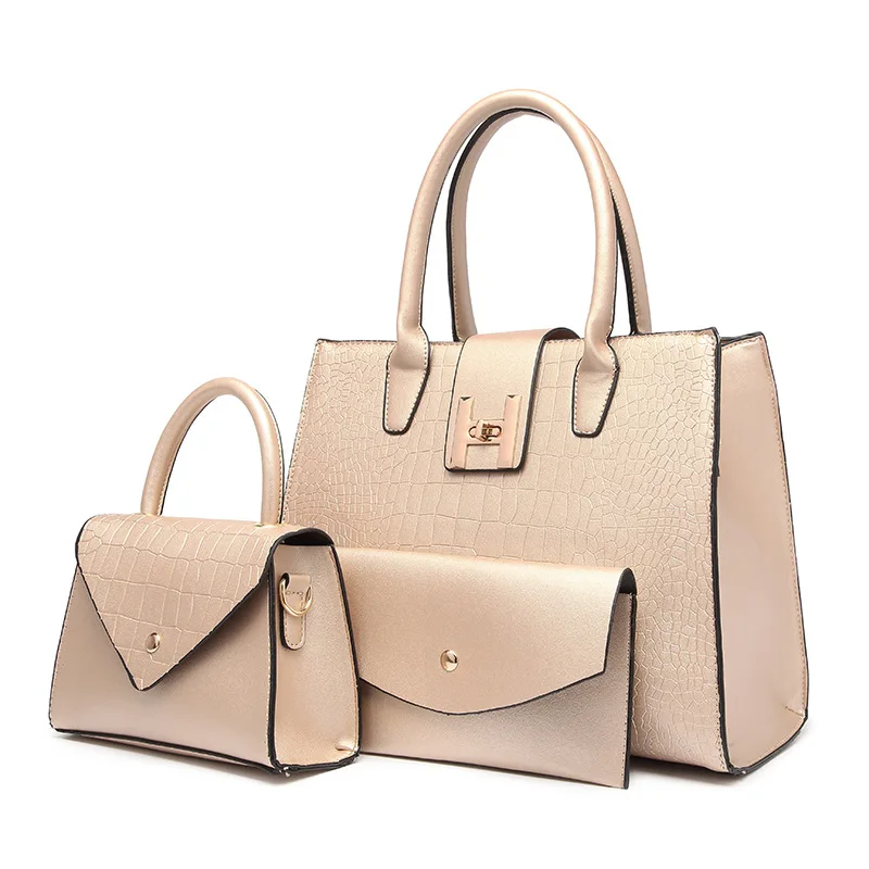 Fashion 3PCS Women's Bag Set Simple PU Leather Solid Color Handbag Ladies Messenger Shoulder Bag Wallet Totes, Black,red,gold,silver,brown
Fashion 3PCS Women's Bag Set Simple PU Leather Solid Color Handbag Ladies Messenger Shoulder Bag Wallet Totes, Black,red,gold,silver,brown