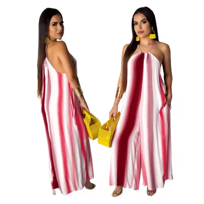 CL-162 New Arrival One Piece Womens Jumpsuit Casual Multi-color Striped Wide Leg Jumpsuit Women, As picture show
CL-162 New Arrival One Piece Womens Jumpsuit Casual Multi-color Striped Wide Leg Jumpsuit Women, As picture show