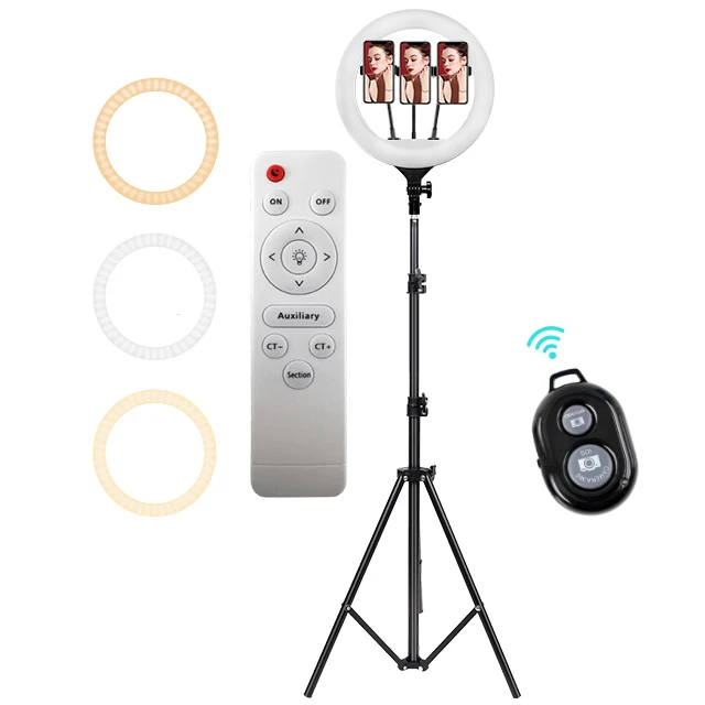 14 inch 34cm 36w Remote Control Selfie Ring Light with tripod stand phone holder For Live Stream Beauty Facial Make Up, Black white
14 inch 34cm 36w Remote Control Selfie Ring Light with tripod stand phone holder For Live Stream Beauty Facial Make Up, Black white