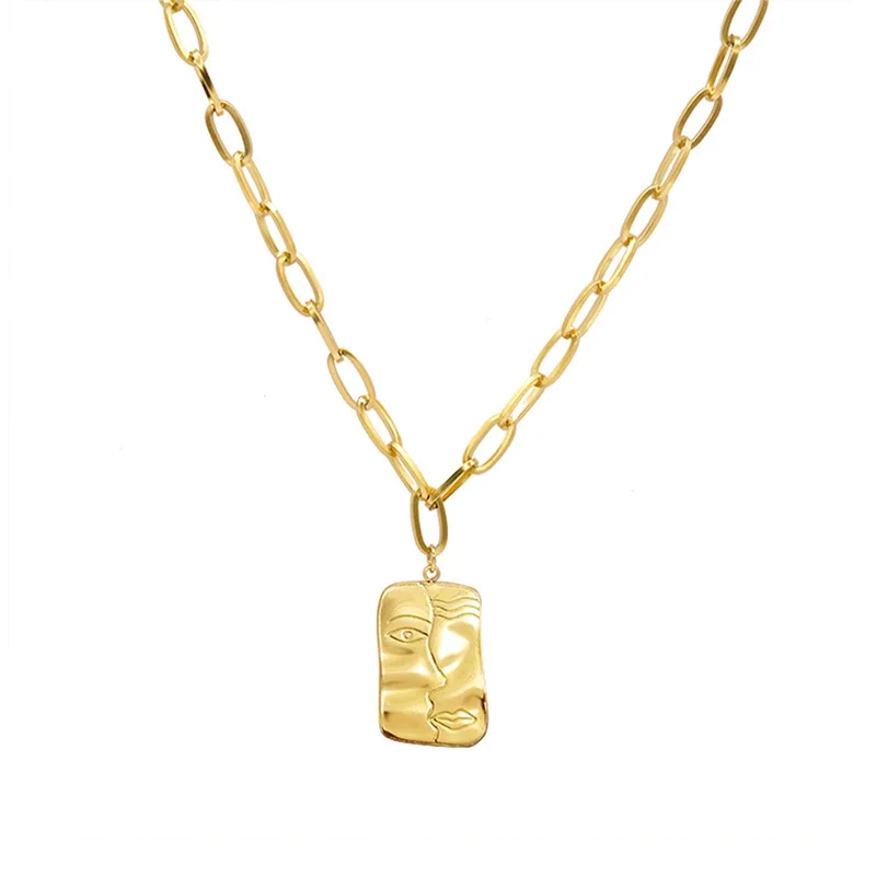 Joolim Jewelry 18K Gold Plated Link Chain Vintage Face Figure Pendant Necklace Stainless Steel Jewelry Wholesale
Joolim Jewelry 18K Gold Plated Link Chain Vintage Face Figure Pendant Necklace Stainless Steel Jewelry Wholesale