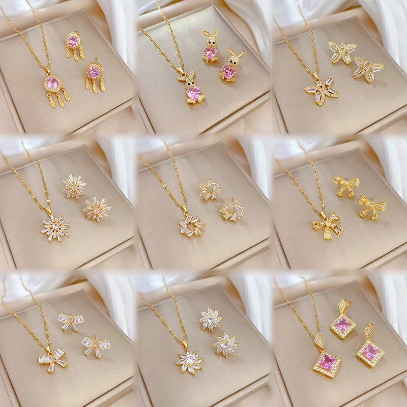 Jewelry Set Hollow Butterfly Snowflake Women's Necklace Earrings Zircon Crystal Stainless Steel Luxury Tassel Snake Pendant Gold
Jewelry Set Hollow Butterfly Snowflake Women's Necklace Earrings Zircon Crystal Stainless Steel Luxury Tassel Snake Pendant Gold