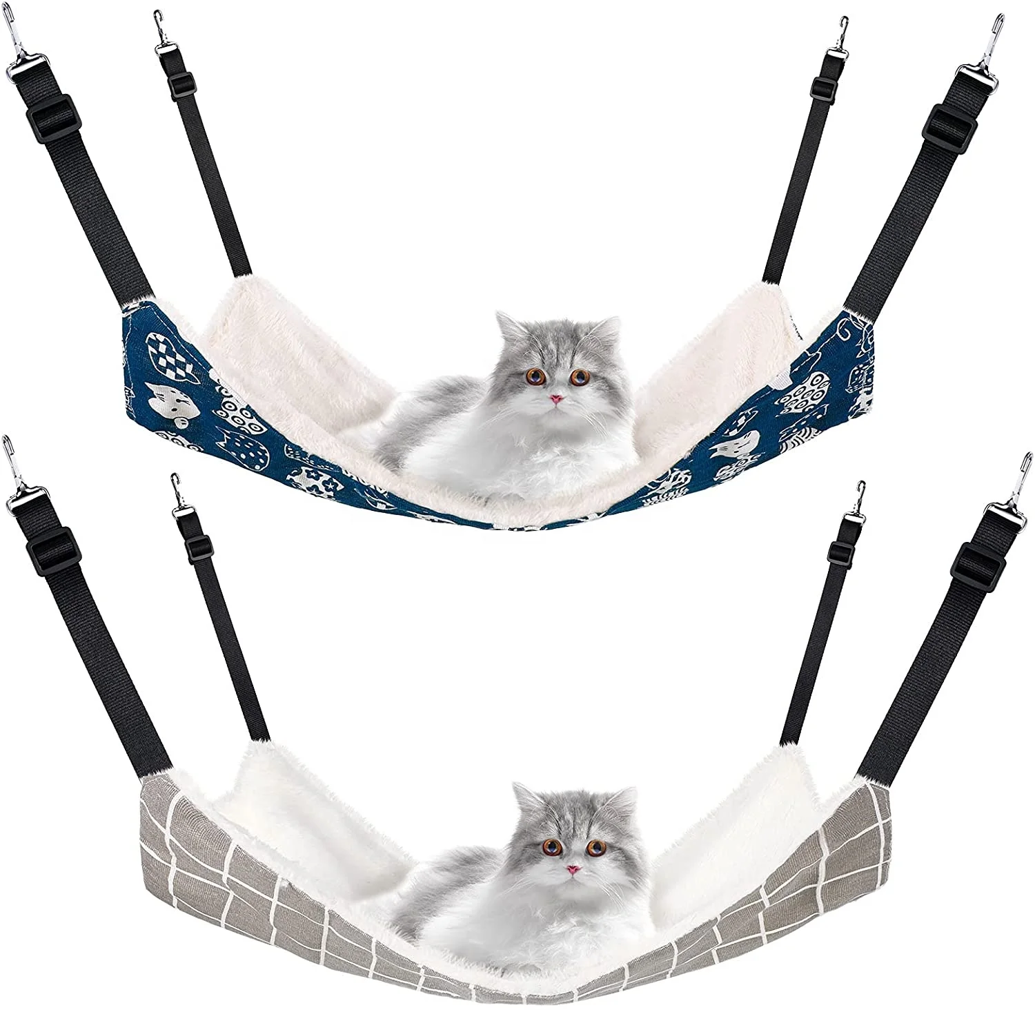 Reversible Cat Hanging Hammock Soft Breathable Pet Cage Hammock with Adjustable Straps and Metal Hooks Double-Sided Hanging Bed
Reversible Cat Hanging Hammock Soft Breathable Pet Cage Hammock with Adjustable Straps and Metal Hooks Double-Sided Hanging Bed