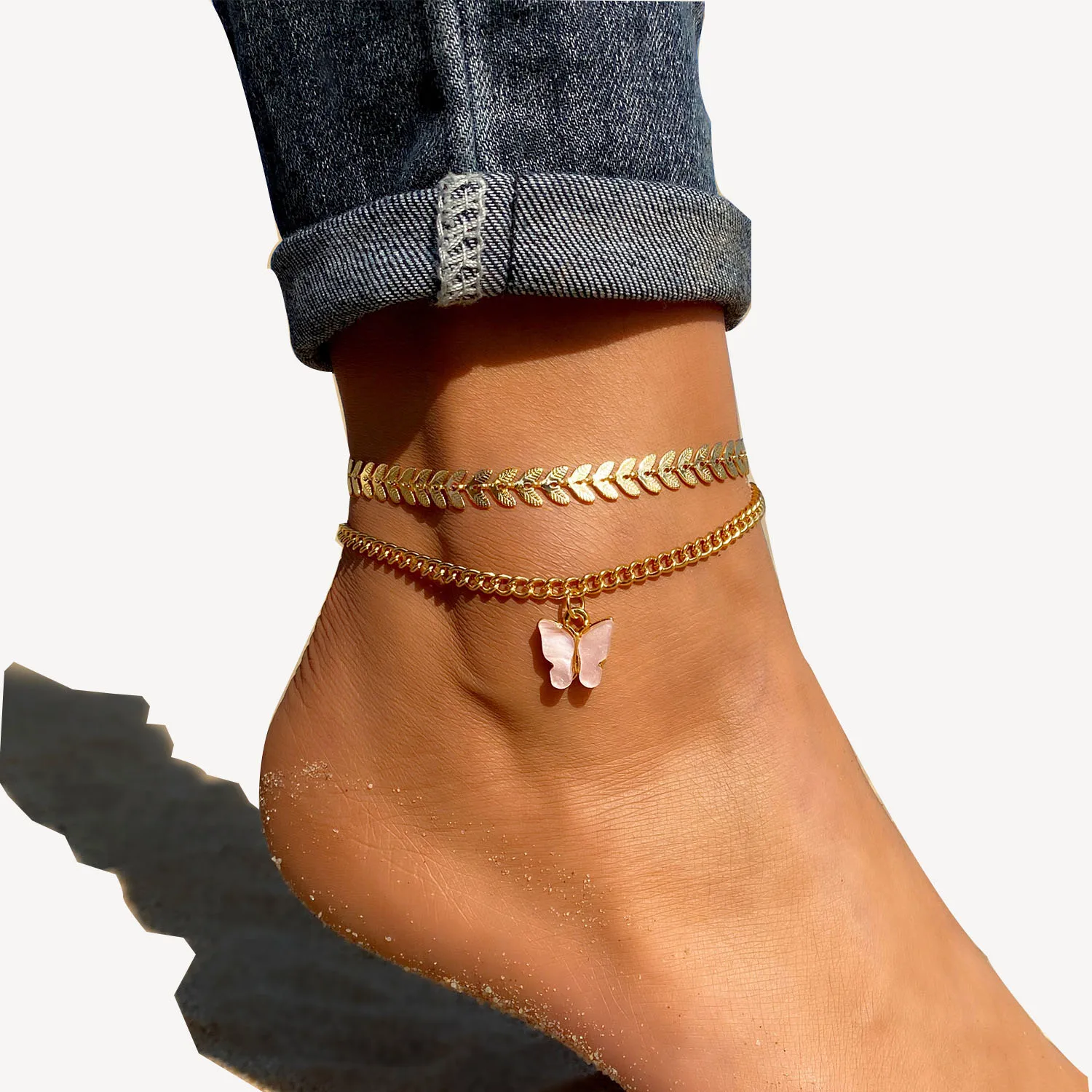 2021 Trend Golden Butterfly 2pcs/Set of Ankle Bracelet Anklet Fashionable Women's Multi-lock Snake Chain Anklet
2021 Trend Golden Butterfly 2pcs/Set of Ankle Bracelet Anklet Fashionable Women's Multi-lock Snake Chain Anklet