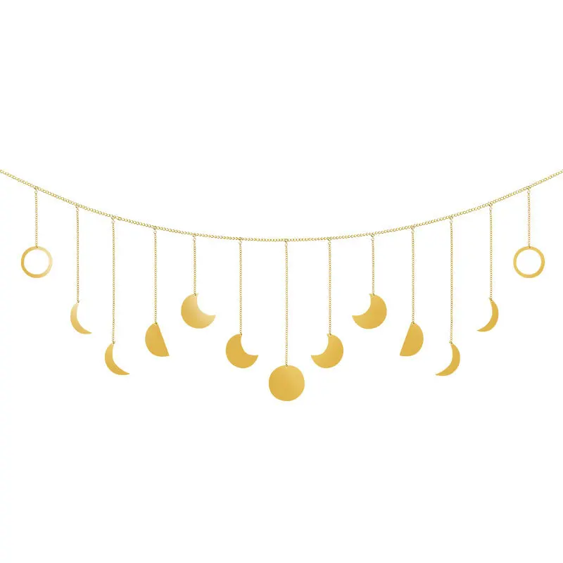 13Pcs Hammered Gold Metal Moon Wall Decor Set, Moon Phases Boho Wall Hanging Art Decorative Garland
13Pcs Hammered Gold Metal Moon Wall Decor Set, Moon Phases Boho Wall Hanging Art Decorative Garland