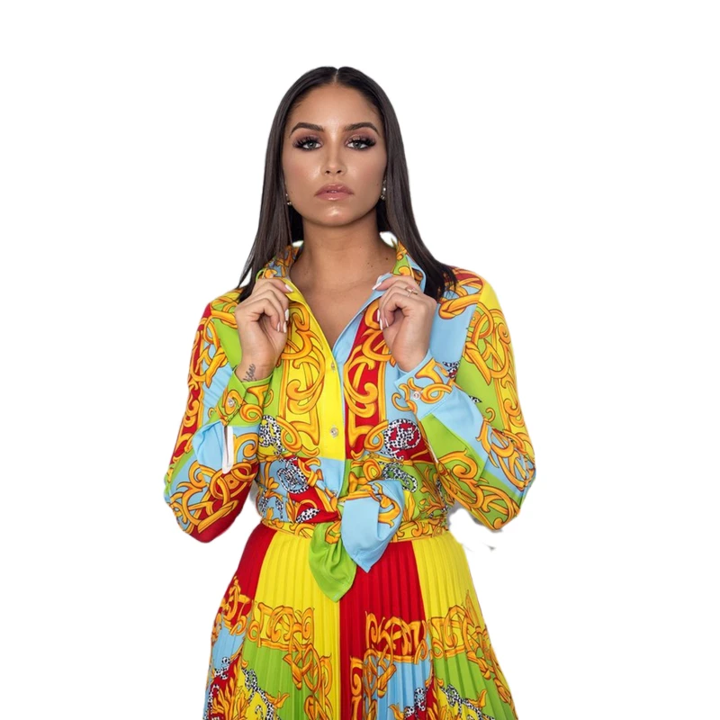 2021 New Lapel Long Sleeve High Waist Slim Large Size Printed Casual Large Swing Dress Women Shirt Collar Button Dress, Yellow
2021 New Lapel Long Sleeve High Waist Slim Large Size Printed Casual Large Swing Dress Women Shirt Collar Button Dress, Yellow
