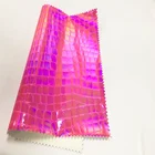 Shining synthetic embossed crocodile leather fabric for making bags and shoes