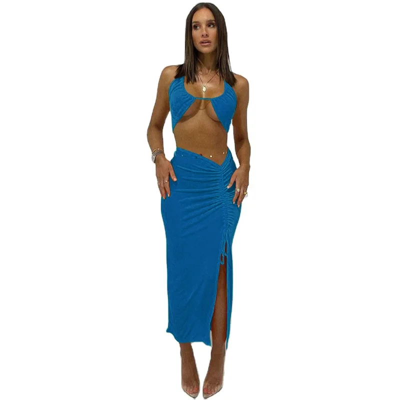 2021 Summer 2 Piece Fashion Slim Slit Skirt And Laced Up Crop Top Set 2021 Skirt Set, Orange/blue
2021 Summer 2 Piece Fashion Slim Slit Skirt And Laced Up Crop Top Set 2021 Skirt Set, Orange/blue