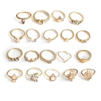 

19 Styles Bohemian Midi Knuckle Ring Set For Women crystal Elephant Crown crescent Geometric Finger Rings Vintage Jewelry