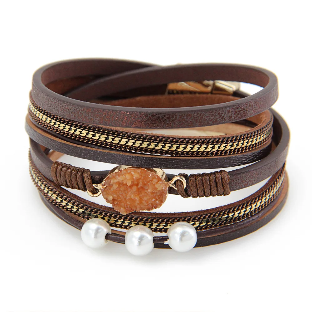 Popular macadam skin lovers Pearl Bracelet Pu alloy magnetic Braided Bracelet women's accessories
Popular macadam skin lovers Pearl Bracelet Pu alloy magnetic Braided Bracelet women's accessories