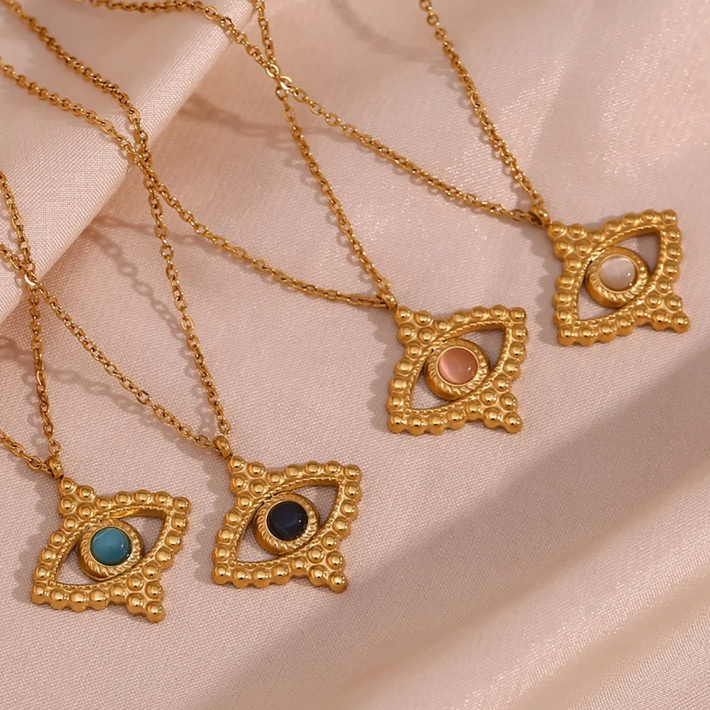 Vintage Evil Eye Pendant Necklace Natural Stone Jewelry Stainless Steel Necklace For Women
Vintage Evil Eye Pendant Necklace Natural Stone Jewelry Stainless Steel Necklace For Women