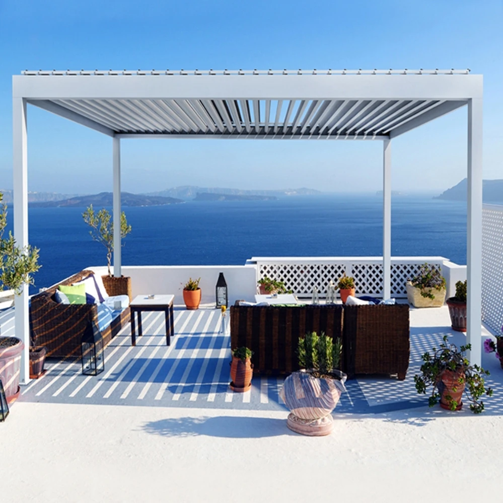 Aluminum Garden Outdoor Bioclimatic Pergola louvred Roof With Screens And Lights, Customized colors
Aluminum Garden Outdoor Bioclimatic Pergola louvred Roof With Screens And Lights, Customized colors