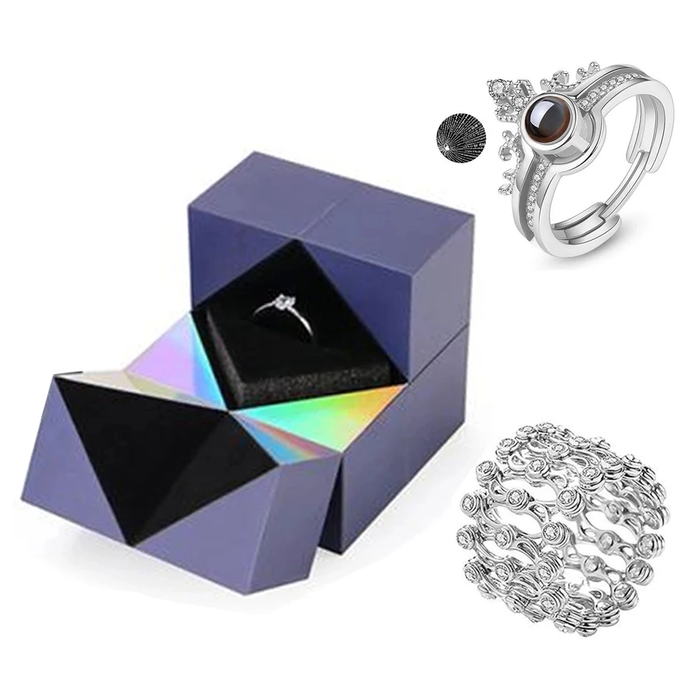 Romantic Women Wedding Gift 100 Language I Love You Rings with Jewelry Box Creative Ring Bracelet and Puzzle Jewelry Box, Silver gold
Romantic Women Wedding Gift 100 Language I Love You Rings with Jewelry Box Creative Ring Bracelet and Puzzle Jewelry Box, Silver gold
