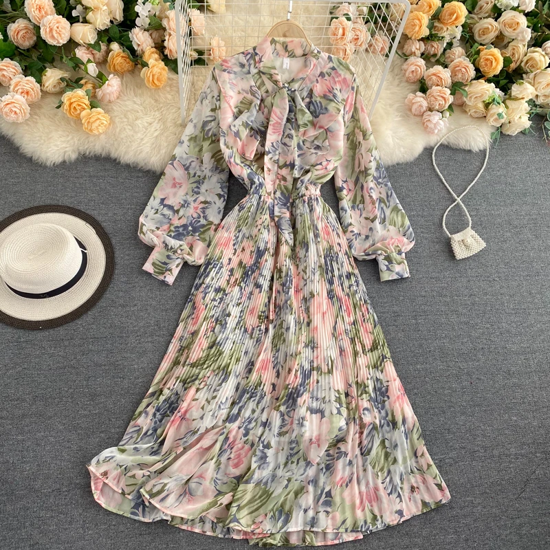 2021 summer korean floral dress long sleeve chiffon women floral maxi dresses summer chiffon korean dress floral, Grey
2021 summer korean floral dress long sleeve chiffon women floral maxi dresses summer chiffon korean dress floral, Grey