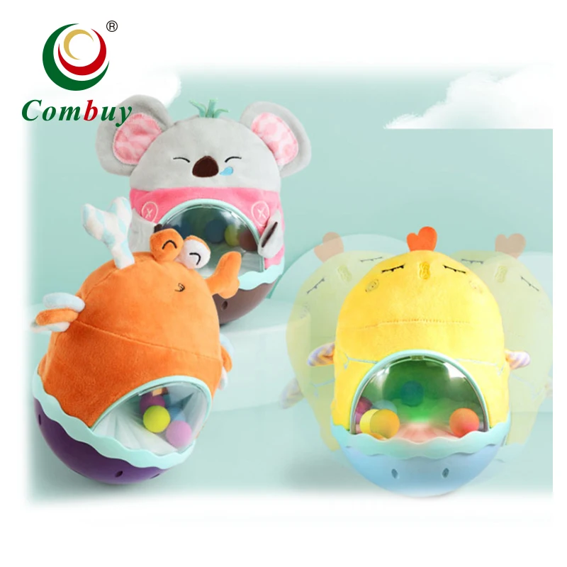 Music roly-poly tumbler stuffed baby toys plush with light