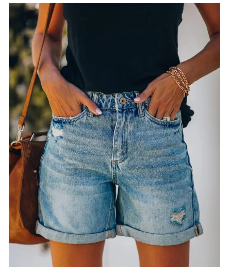 2022 New All Match Blue Women Slim Hole Denim Shorts Fashion Casual Summer Denim Shorts Sexy Solid Color Wash Streetwear Shorts
2022 New All Match Blue Women Slim Hole Denim Shorts Fashion Casual Summer Denim Shorts Sexy Solid Color Wash Streetwear Shorts