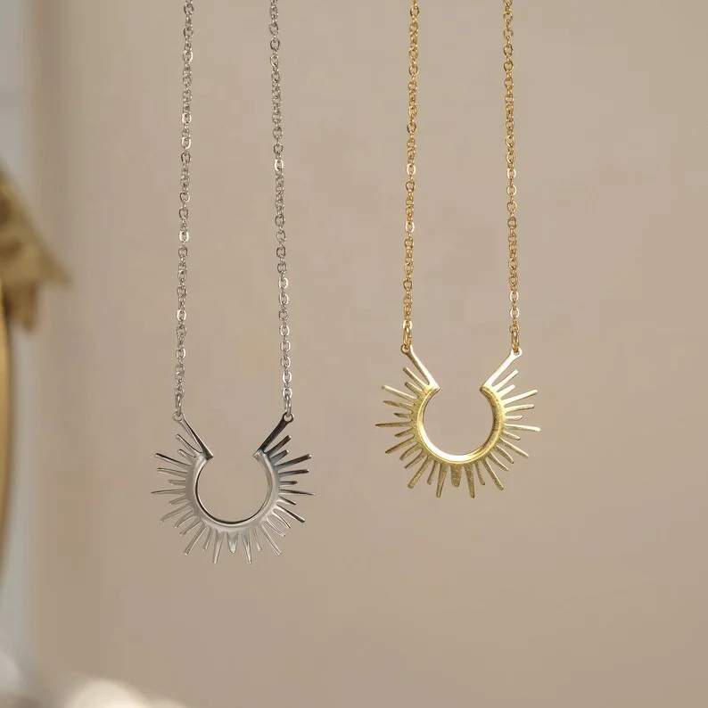 Stainless Steel Gold Sunburst Pendant Necklace Silver Sun Circle Celestial Minimalist Women Jewelry Necklace Tarnish Free
Stainless Steel Gold Sunburst Pendant Necklace Silver Sun Circle Celestial Minimalist Women Jewelry Necklace Tarnish Free