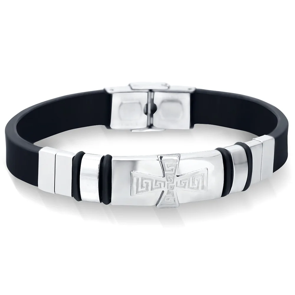 Wholesale bracelets jewelry cross stainless steel silicone bangle bracelet for men, Black
Wholesale bracelets jewelry cross stainless steel silicone bangle bracelet for men, Black