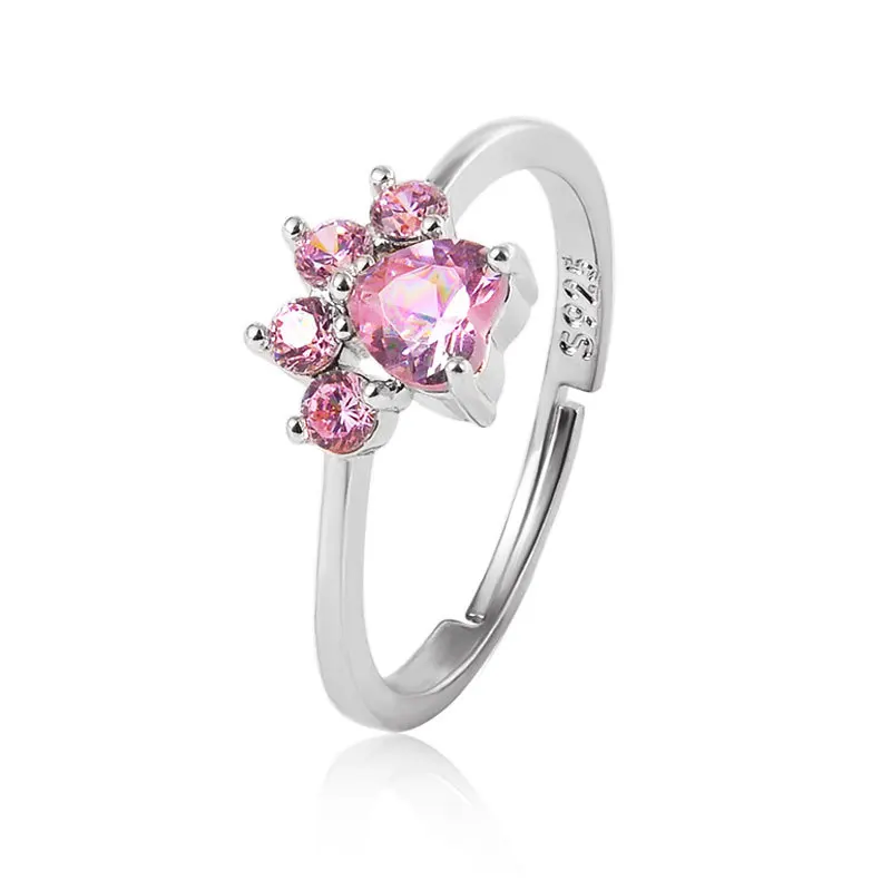 Opening Adjustable Metal Copper Ring Cat Footprint Heart Shape Crystal Zircon Ring For Girl
Opening Adjustable Metal Copper Ring Cat Footprint Heart Shape Crystal Zircon Ring For Girl