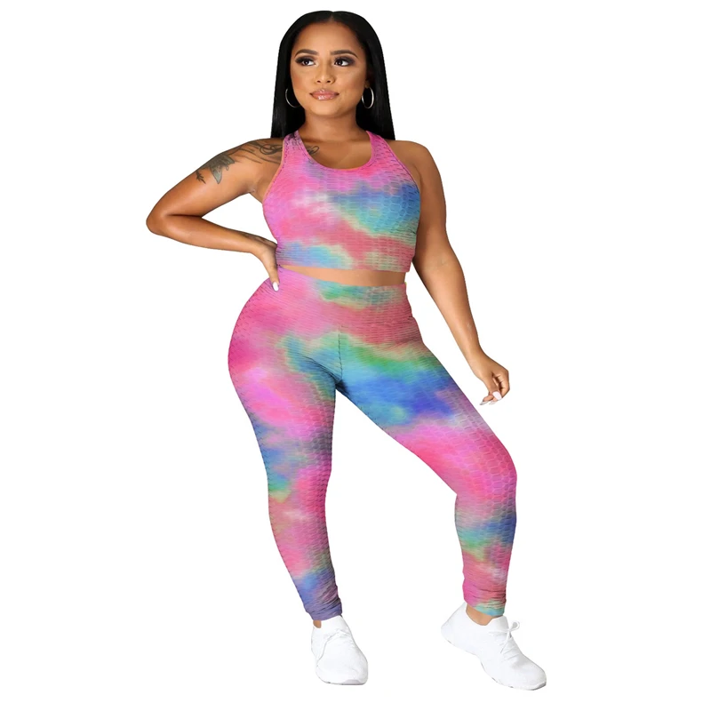 Sport Sweatsuit Tie Dye Print Women's Set Tank Tops Legging Pants Set Active Tracksuit Two Piece Fitness Outfit, As picture
Sport Sweatsuit Tie Dye Print Women's Set Tank Tops Legging Pants Set Active Tracksuit Two Piece Fitness Outfit, As picture
