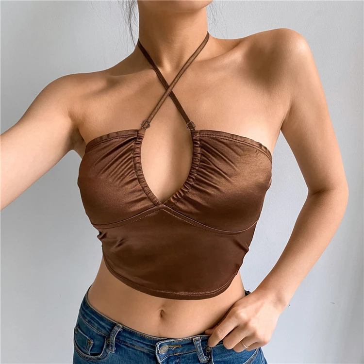 DUODUOCOLOR Summer fashion leisure brown sexy cross hanging neck vest womens short crop top halter neck clothing D97861
DUODUOCOLOR Summer fashion leisure brown sexy cross hanging neck vest womens short crop top halter neck clothing D97861