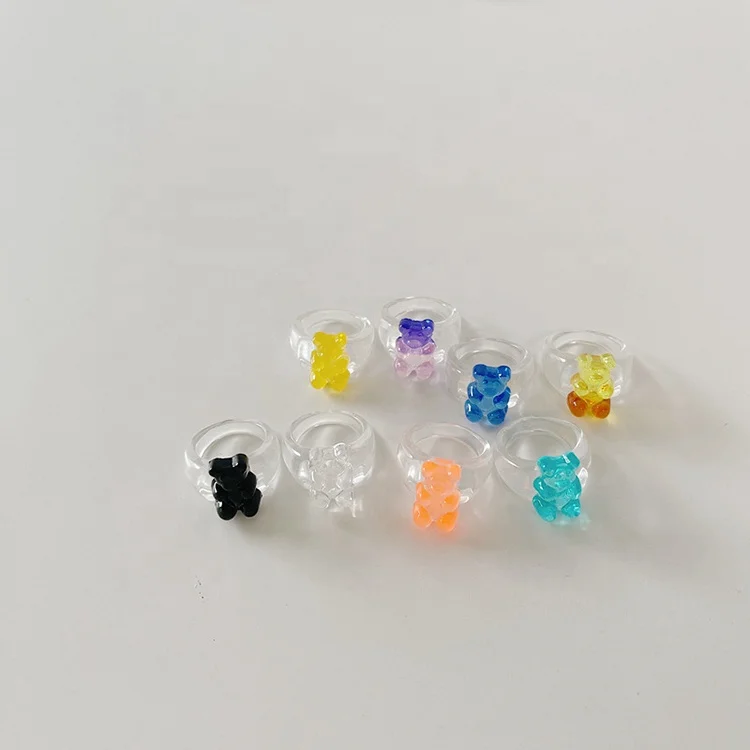 Lovely cute girly jewelry transparent colored jelly bear acrylic resin finger rings for women kids jewelry, As the pic show
Lovely cute girly jewelry transparent colored jelly bear acrylic resin finger rings for women kids jewelry, As the pic show