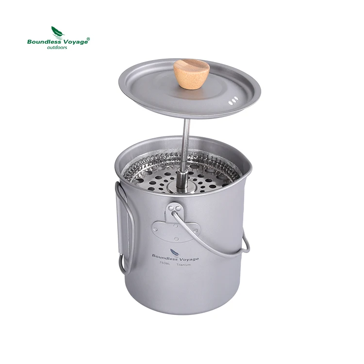 Boundless Voyage OutdooTitanium single-walled mug French coffee press device with stainless steel percolator, Silver
Boundless Voyage OutdooTitanium single-walled mug French coffee press device with stainless steel percolator, Silver