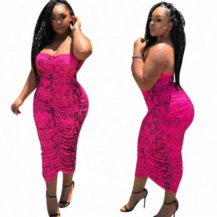 New Style Snake Skin Print Strapless Pleated Maxi Bodycon Sexy Sleeveless Club Dress
New Style Snake Skin Print Strapless Pleated Maxi Bodycon Sexy Sleeveless Club Dress