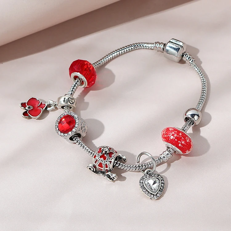 Fashion Vintage Silver Plated Red Crystal Charm Bracelet Rhinestone Flower Heart Charm Bracelet
Fashion Vintage Silver Plated Red Crystal Charm Bracelet Rhinestone Flower Heart Charm Bracelet