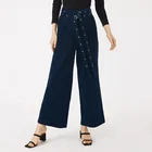New product 100%cotton Vintage Double belt Corduroy High waist casual women's Wide leg pants
