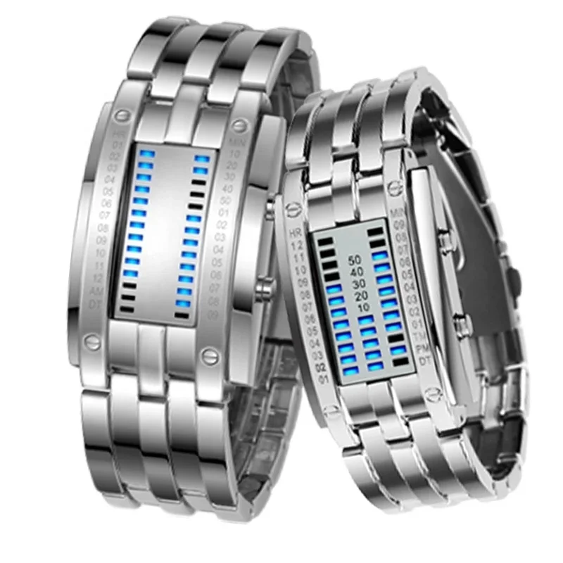 

SKMEI 0926 LED Creative Binary Electronic Watch Stainless Steel Bracelet Waterproof Women Men Couple Digital Watches relojes