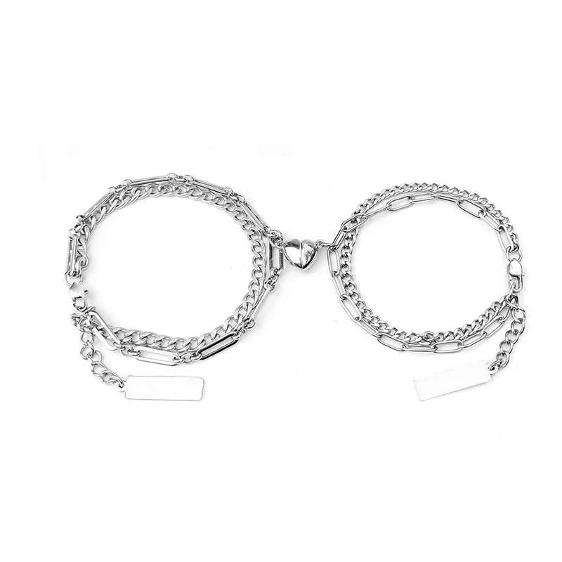 2022 Stainless Steel Love Chain Charm Bracelet Jewelry Gift 2pcs Heart Shaped Magnet Attraction Bracelet for Couples, Steel color
2022 Stainless Steel Love Chain Charm Bracelet Jewelry Gift 2pcs Heart Shaped Magnet Attraction Bracelet for Couples, Steel color